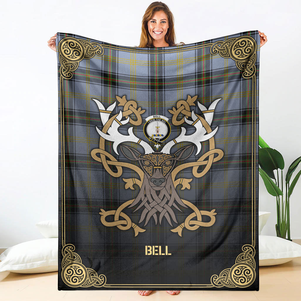 Bell of the Borders Tartan Crest Premium Blanket - Celtic Stag style