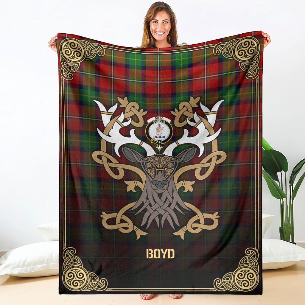 Boyd Modern Tartan Crest Premium Blanket - Celtic Stag style