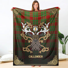 Callender Tartan Crest Premium Blanket - Celtic Stag style