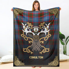 Congilton Tartan Crest Premium Blanket - Celtic Stag style