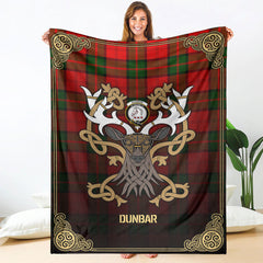 Dunbar Modern Tartan Crest Premium Blanket - Celtic Stag style