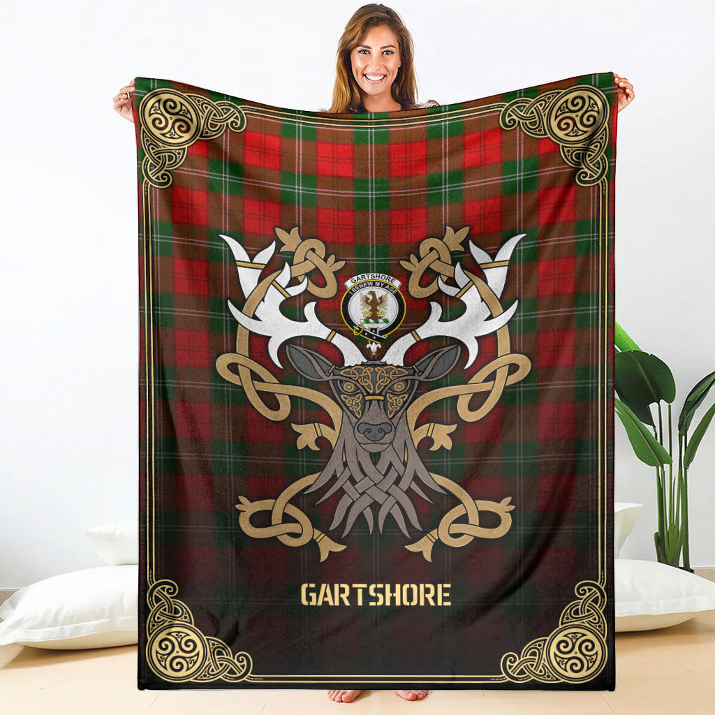 Gartshore Tartan Crest Premium Blanket - Celtic Stag style