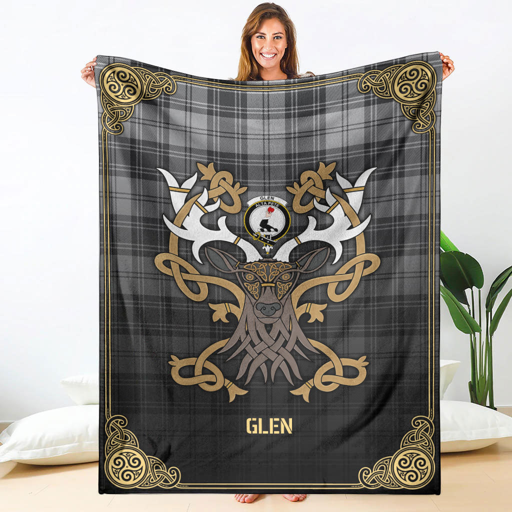 Glen Tartan Crest Premium Blanket - Celtic Stag style