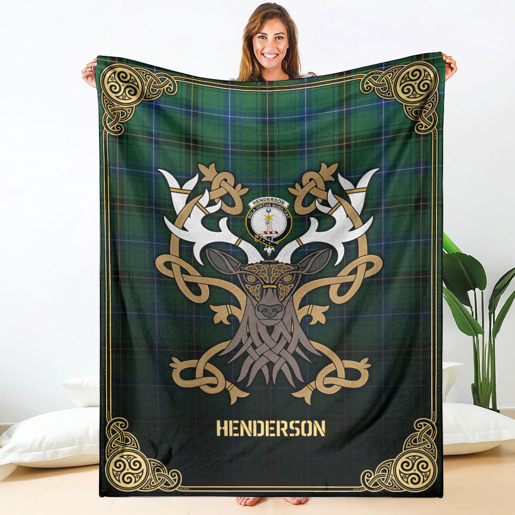 Henderson Ancient Tartan Crest Premium Blanket - Celtic Stag style