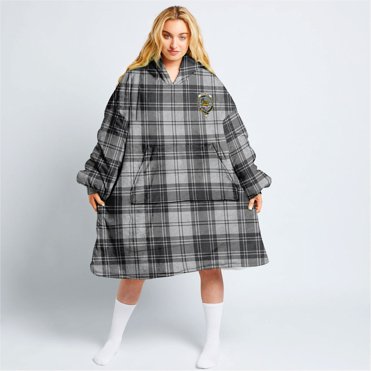 Douglas Grey Modern Tartan Hoodie Blanket