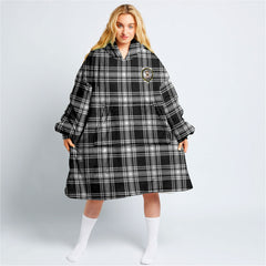 Menzies Black _ White Modern Tartan Hoodie Blanket