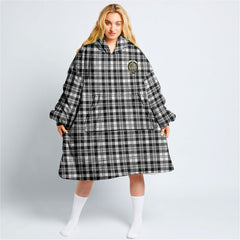 Scott Black & White Modern Tartan Hoodie Blanket