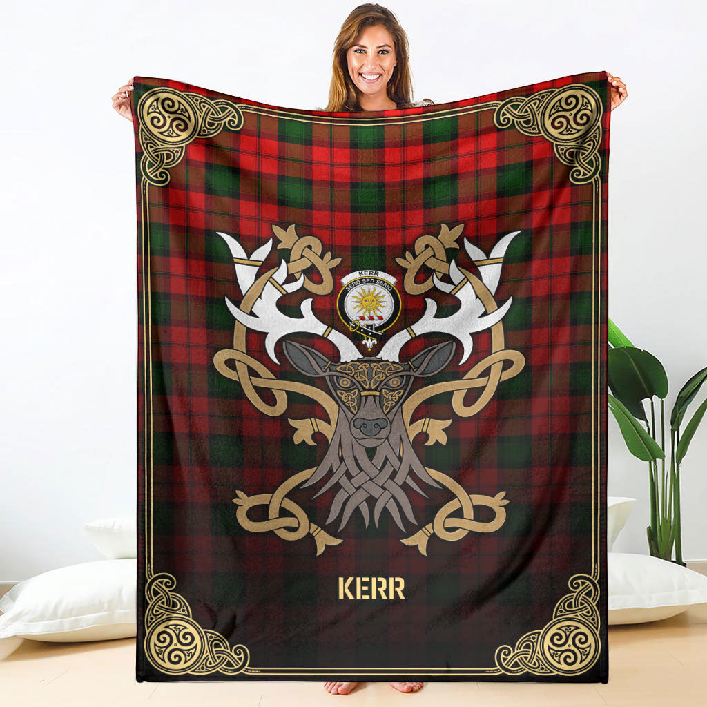 Kerr Modern Tartan Crest Premium Blanket - Celtic Stag style