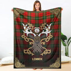 Lennox Tartan Crest Premium Blanket - Celtic Stag style