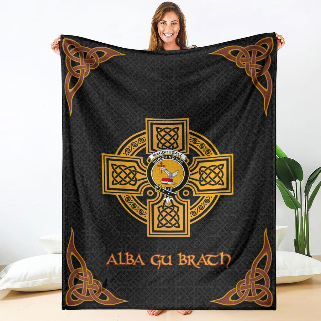 MacDougall Crest Premium Blanket - Black Celtic Cross Style