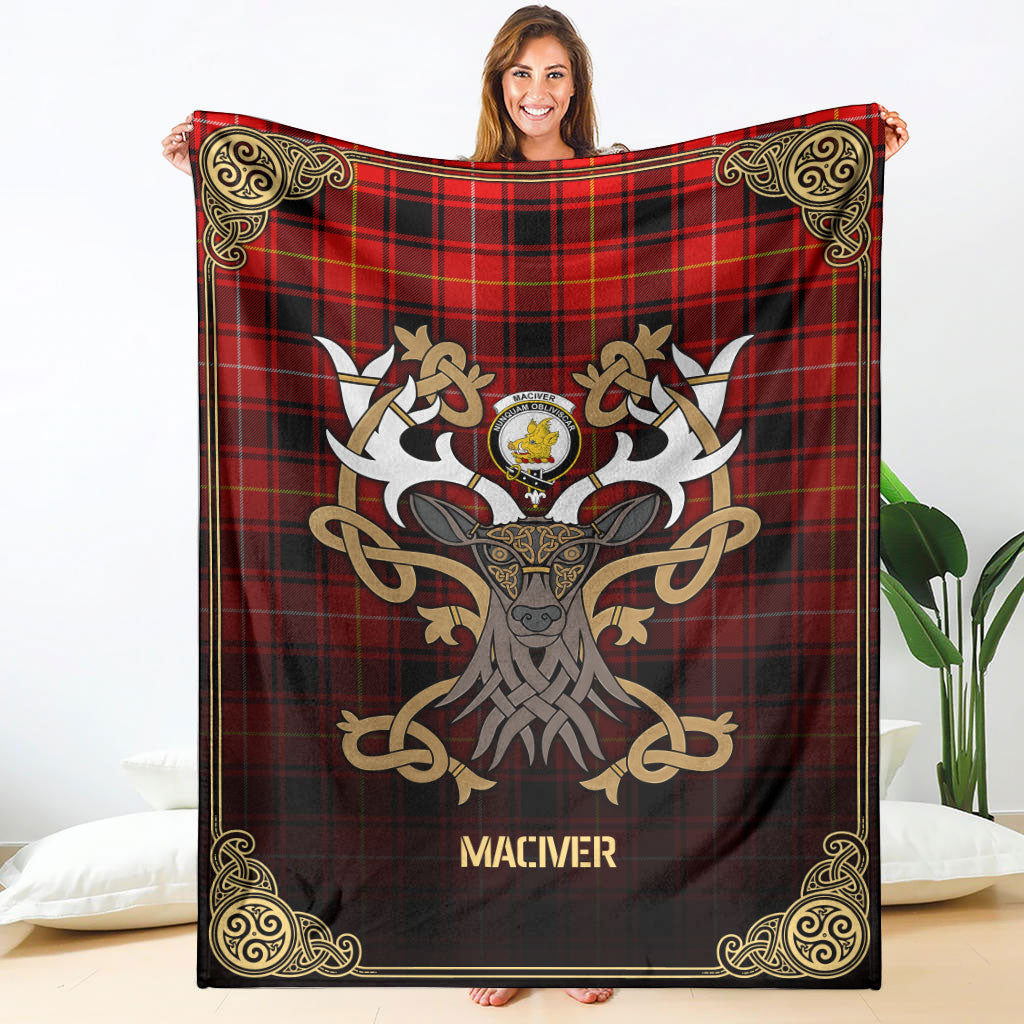 MacIver Modern Tartan Crest Premium Blanket - Celtic Stag style