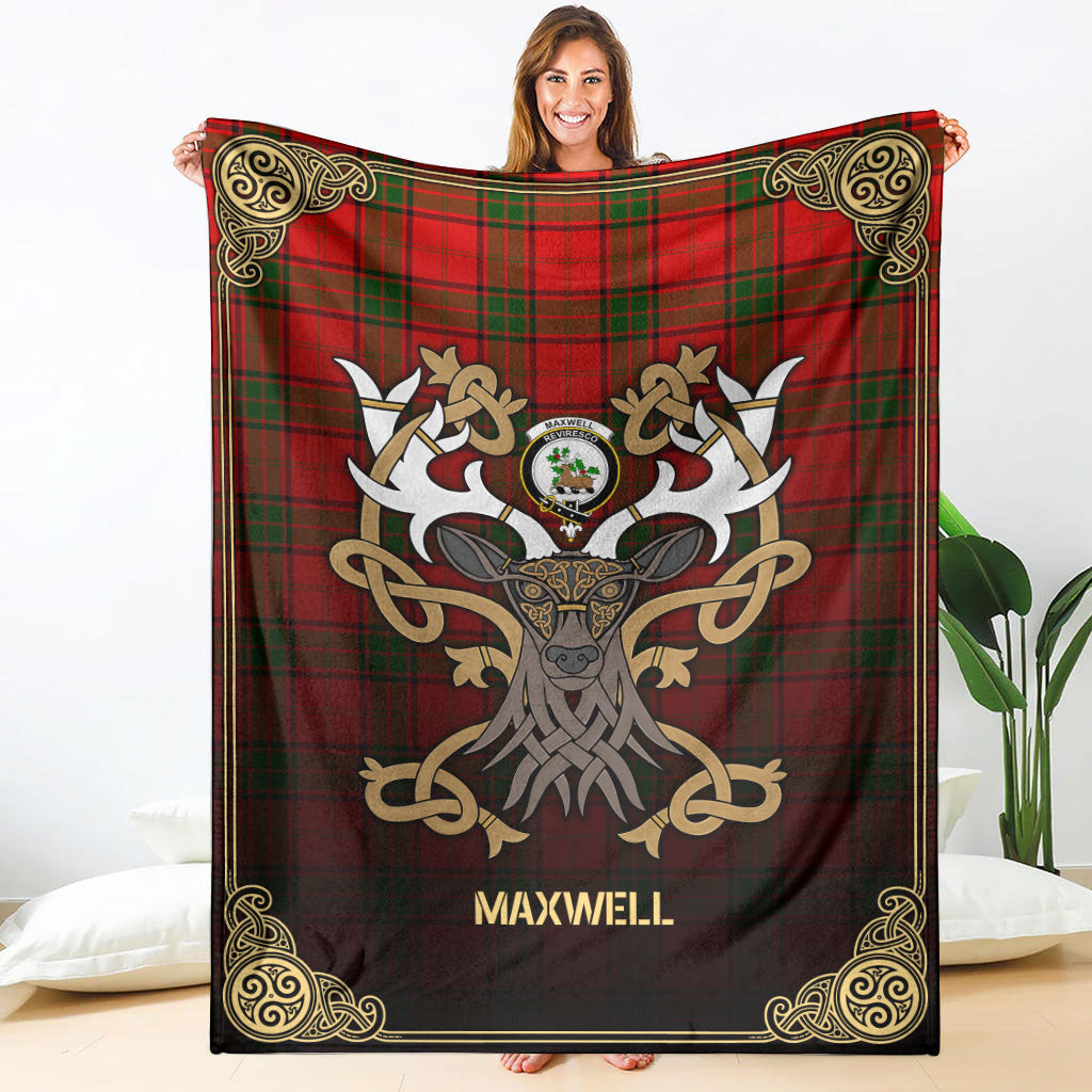 Maxwell Modern Tartan Crest Premium Blanket - Celtic Stag style