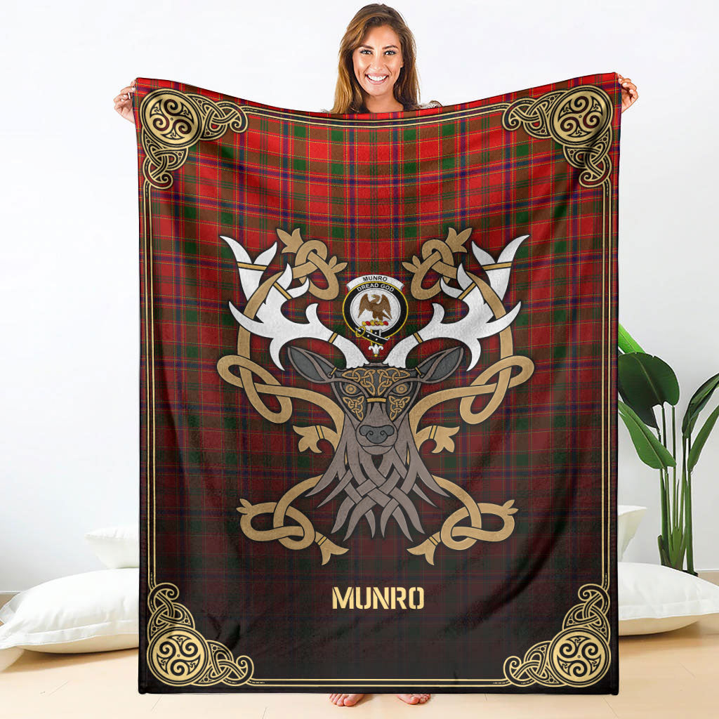 Munro Modern Tartan Crest Premium Blanket - Celtic Stag style