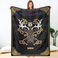 Nairn Tartan Crest Premium Blanket - Celtic Stag style