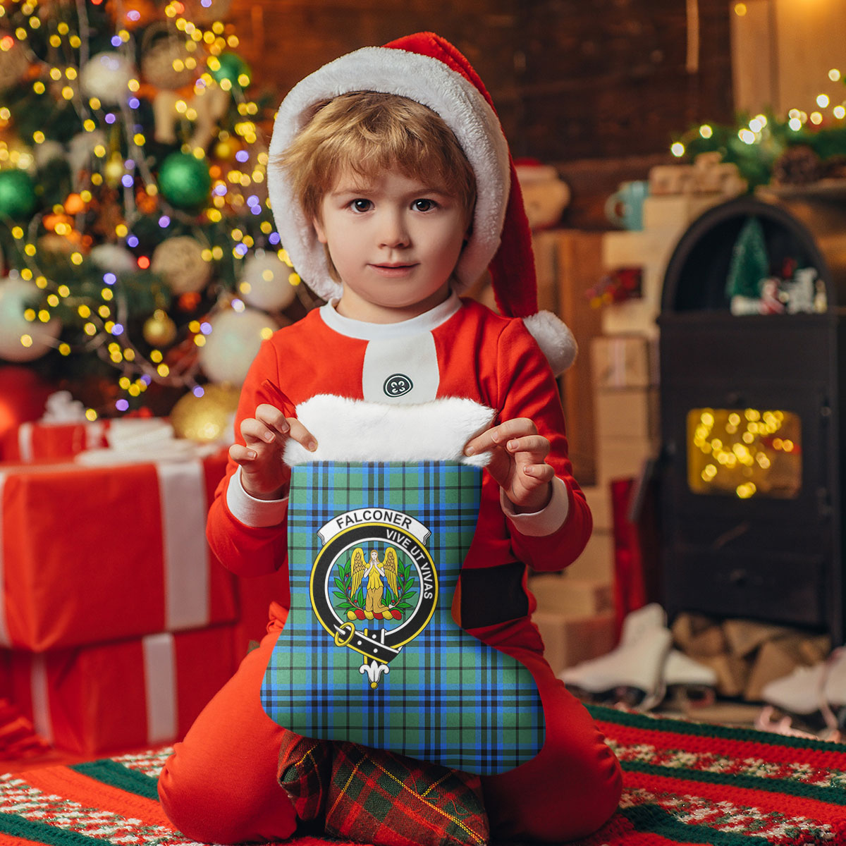 Falconer Tartan Crest Christmas Stocking