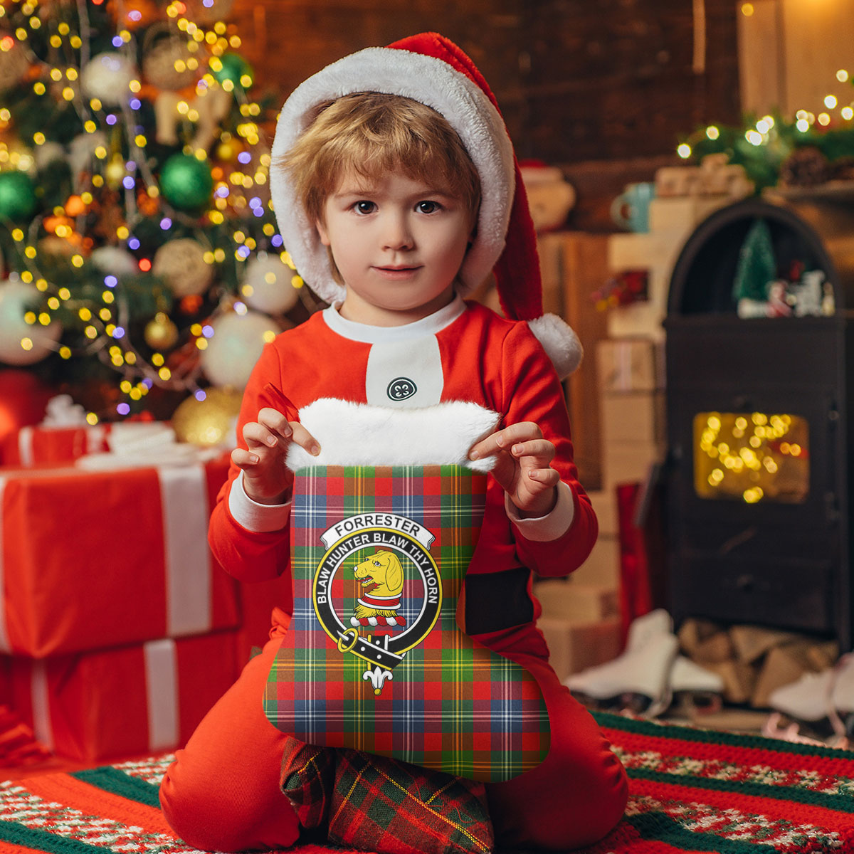 Forrester Tartan Crest Christmas Stocking