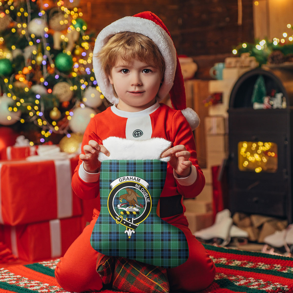 Graham of Menteith Ancient Tartan Crest Christmas Stocking