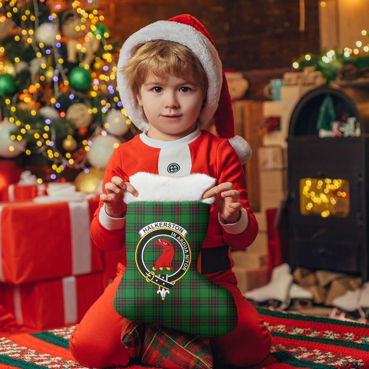 Halkerston Tartan Crest Christmas Stocking