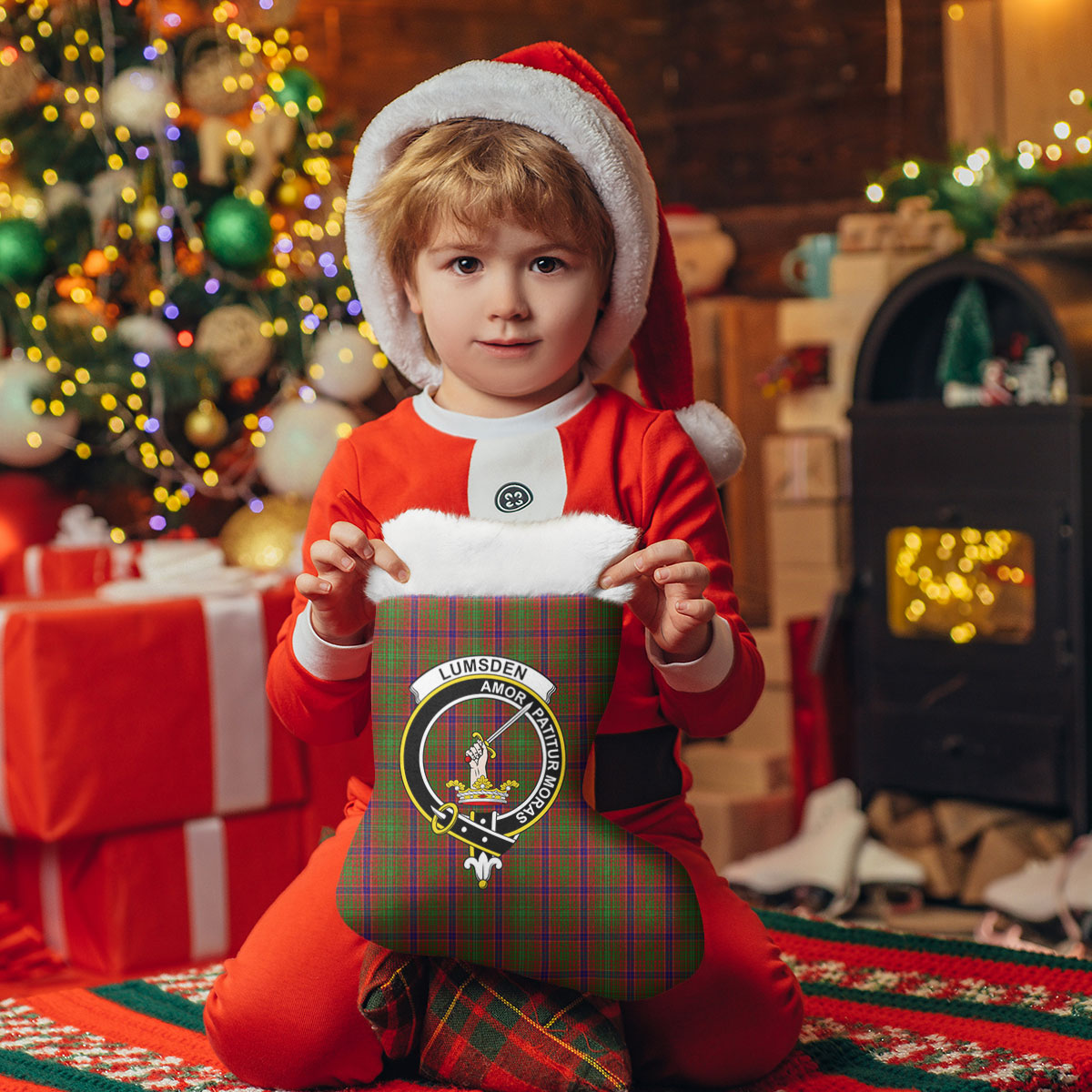 Lumsden Tartan Crest Christmas Stocking