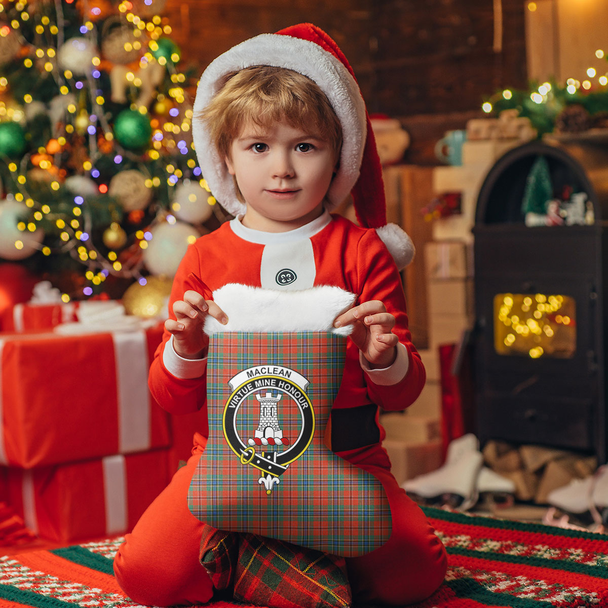 MacLean of Duart Ancient Tartan Crest Christmas Stocking