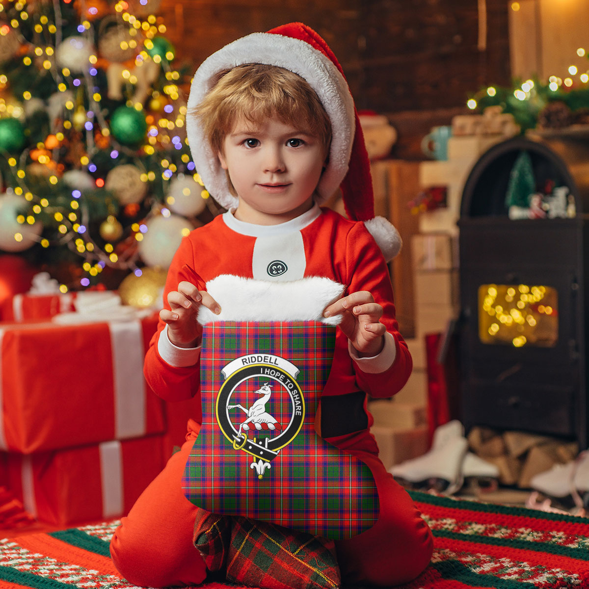 Riddell Tartan Crest Christmas Stocking