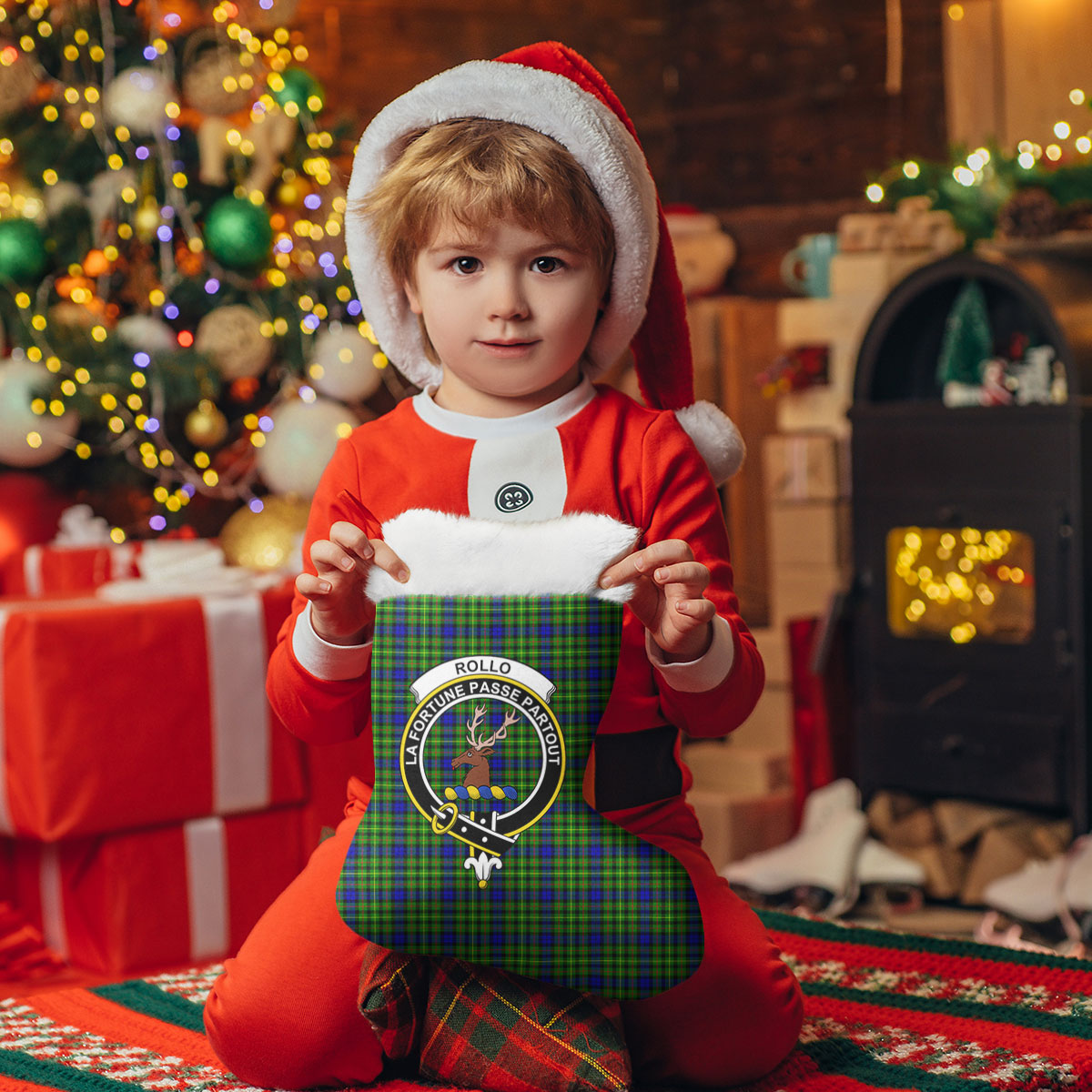 Rollo Modern Tartan Crest Christmas Stocking