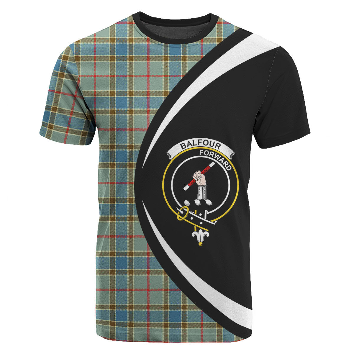 Balfour Blue Tartan Crest T-shirt - Circle Style