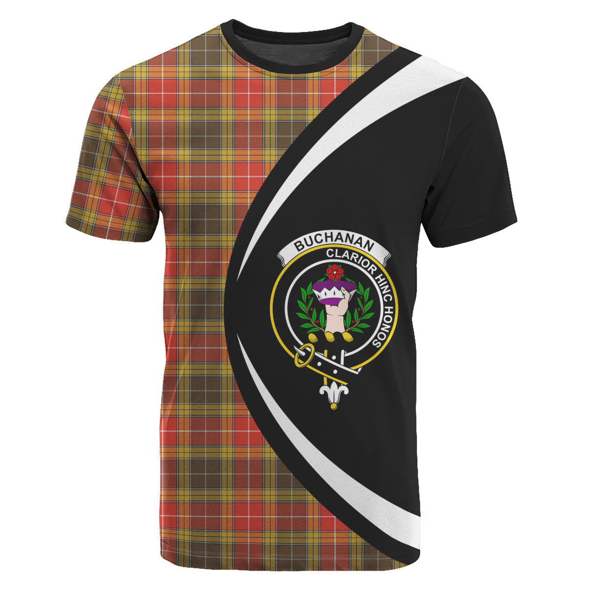 Buchanan Old Set Weathered Tartan Crest T-shirt - Circle Style