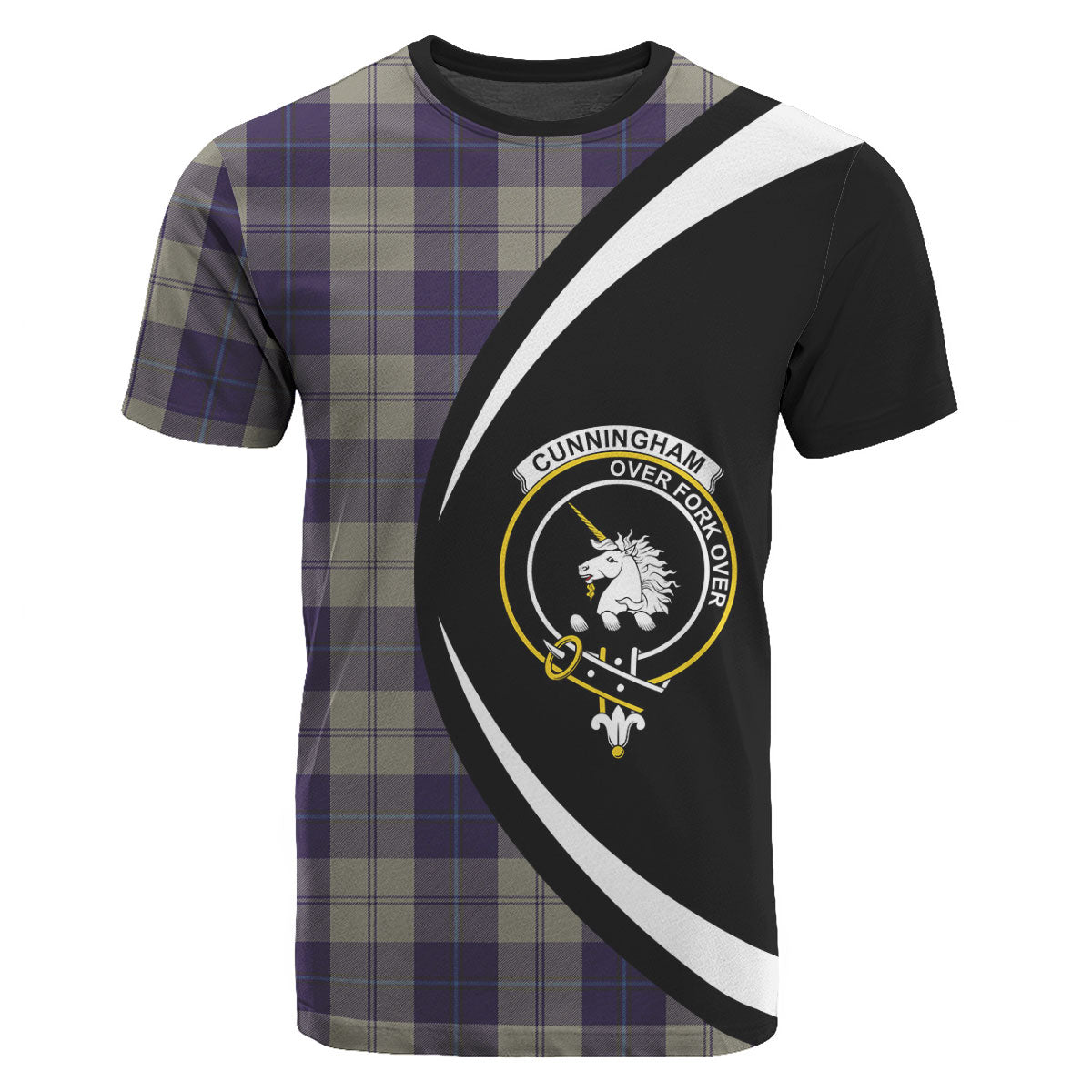 Cunningham Dress Blue Dancers Tartan Crest T-shirt - Circle Style