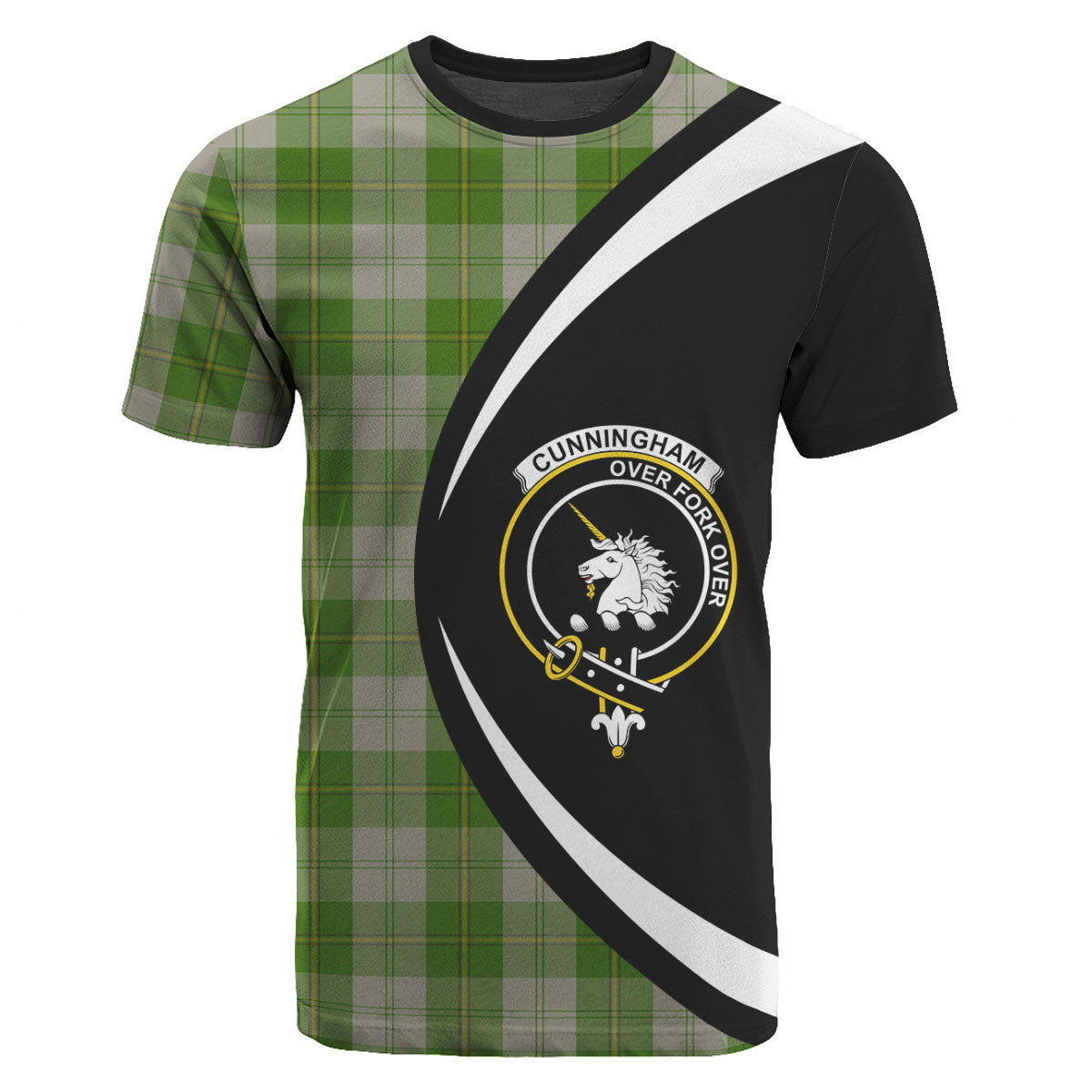 Cunningham Dress Green Dancers Tartan Crest T-shirt - Circle Style