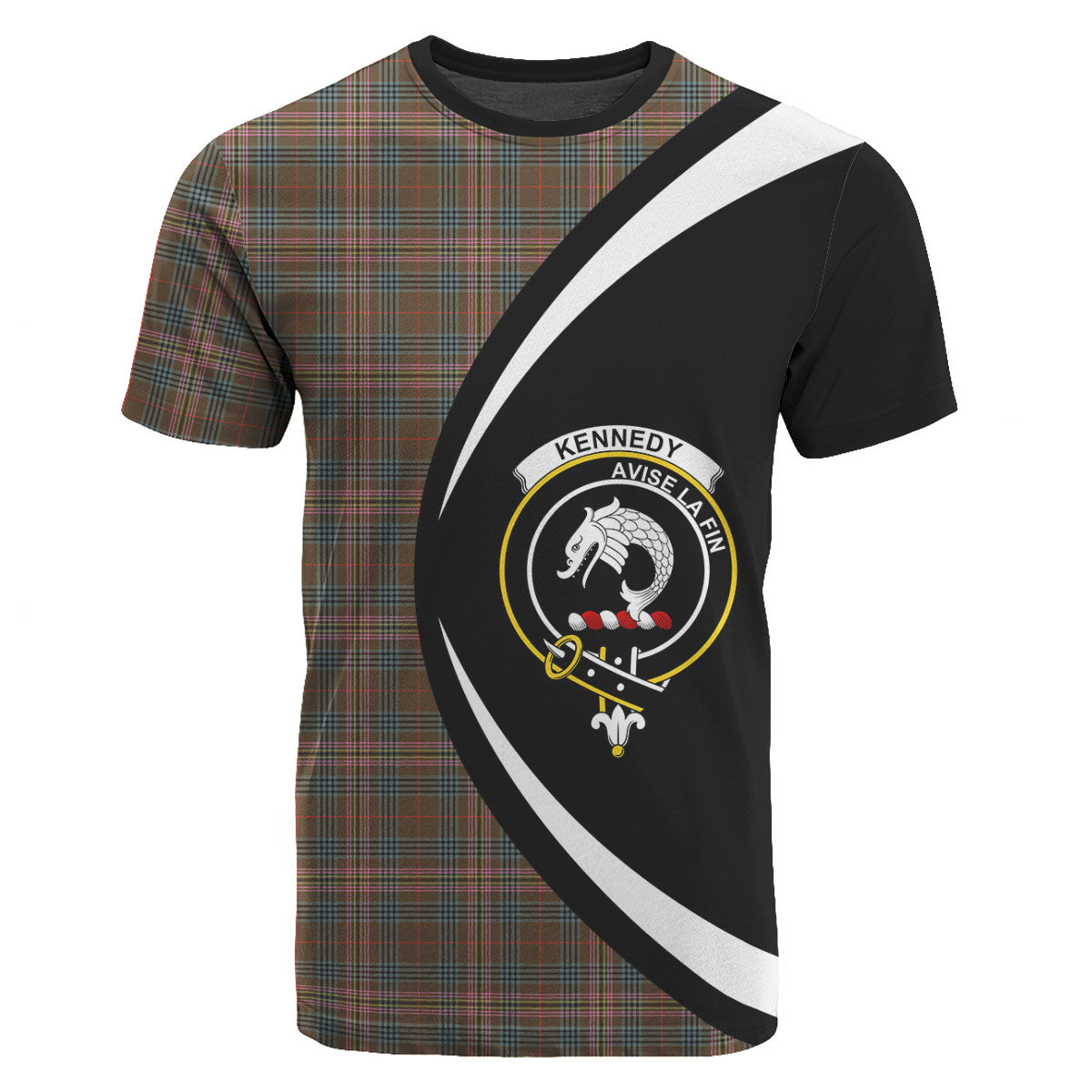 Kennedy Weathered Tartan Crest T-shirt - Circle Style