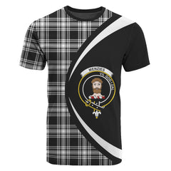 Menzies Black - White Modern Tartan Crest T-shirt - Circle Style