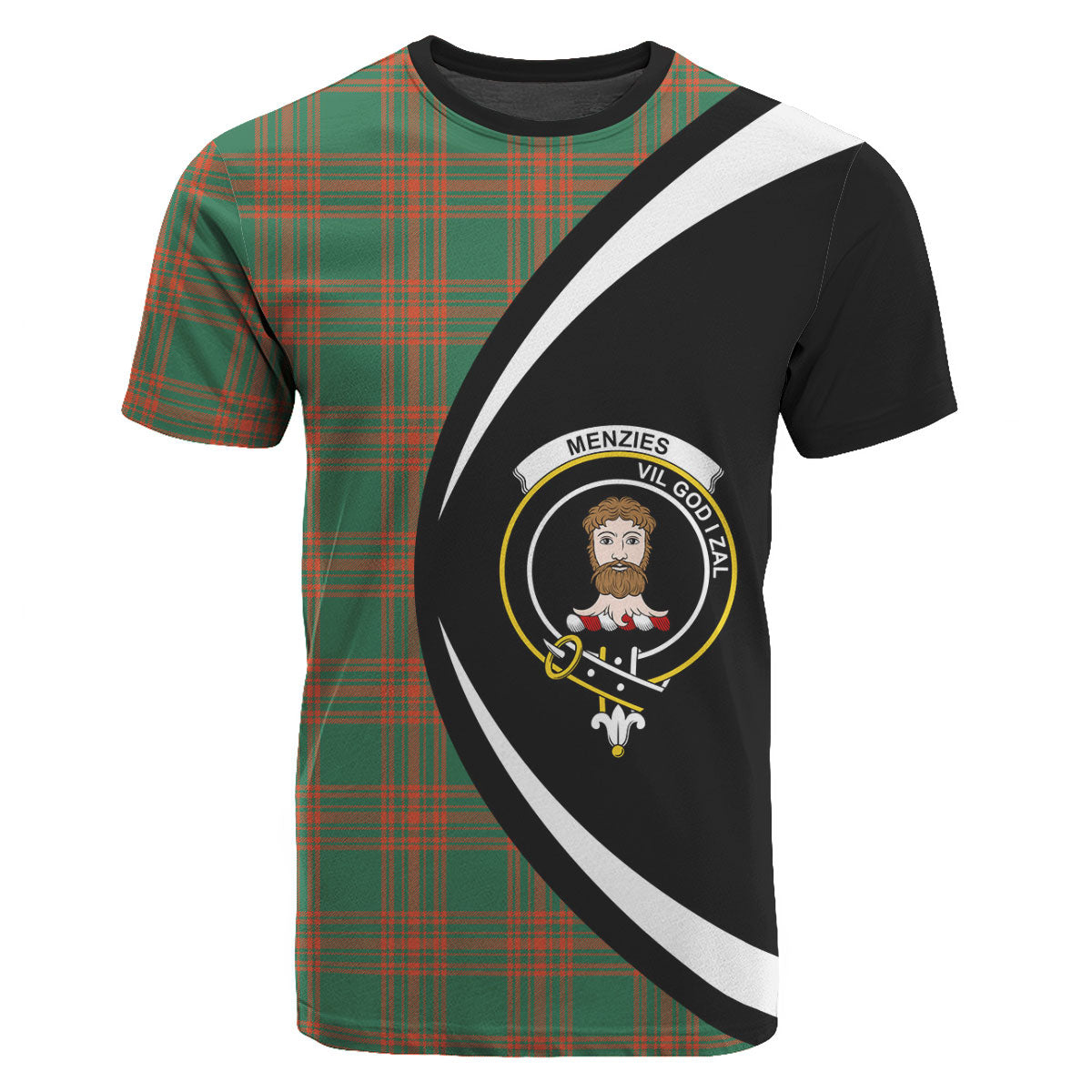 Menzies Green Ancient Tartan Crest T-shirt - Circle Style