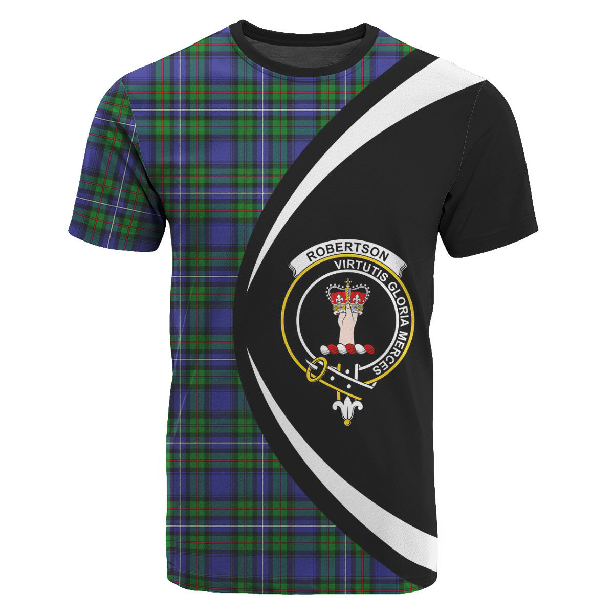 Robertson Hunting Modern Tartan Crest T-shirt - Circle Style