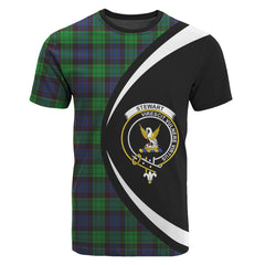 Stewart Old Modern Tartan Crest T-shirt - Circle Style