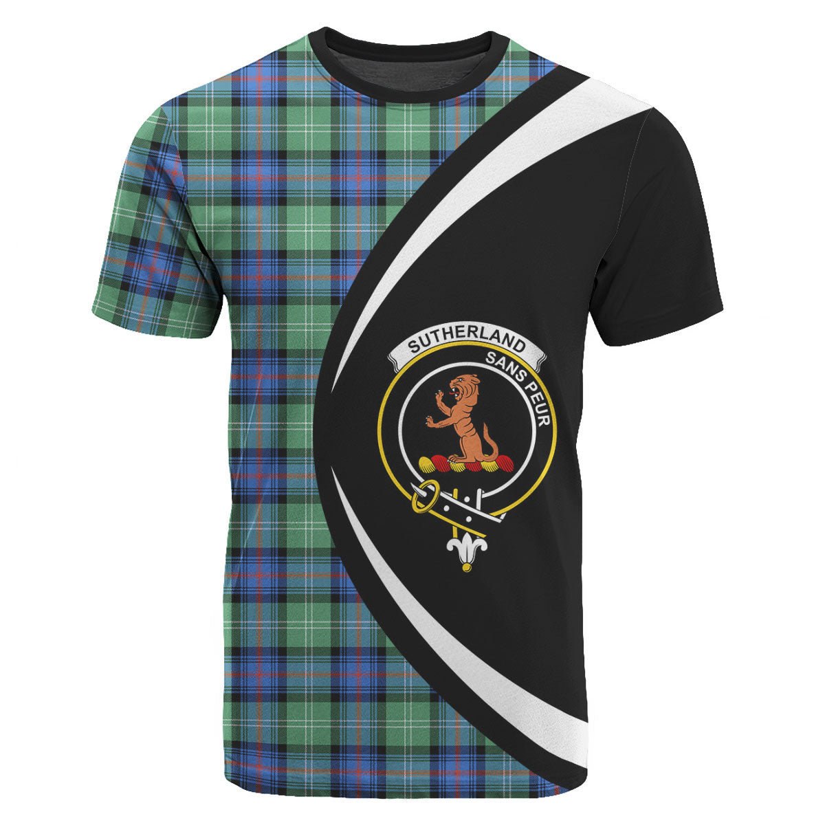 Sutherland Old Ancient Tartan Crest T-shirt - Circle Style