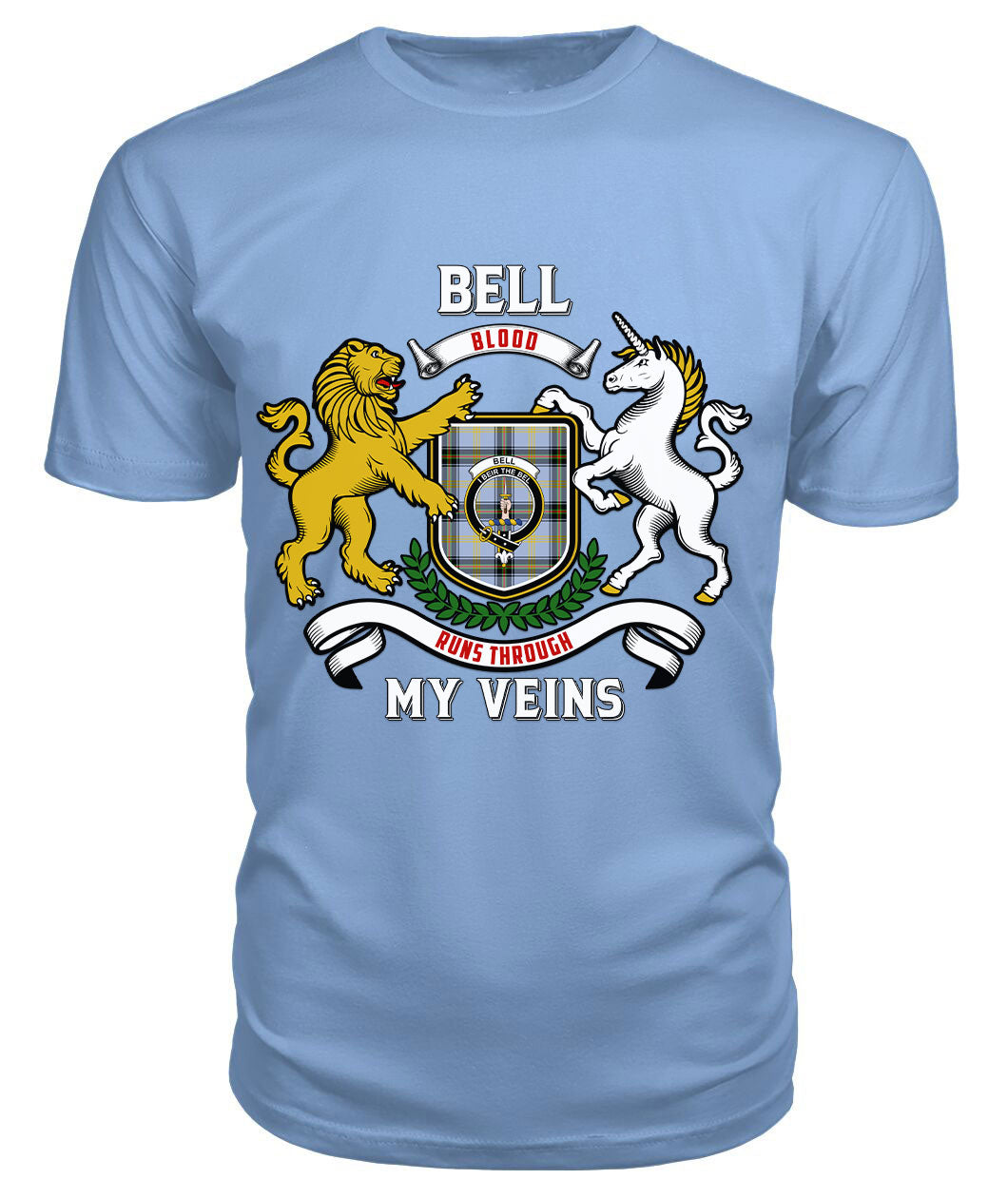 Bell of the Borders Tartan Crest 2D T-shirt - Blood Runs Through My Veins Style