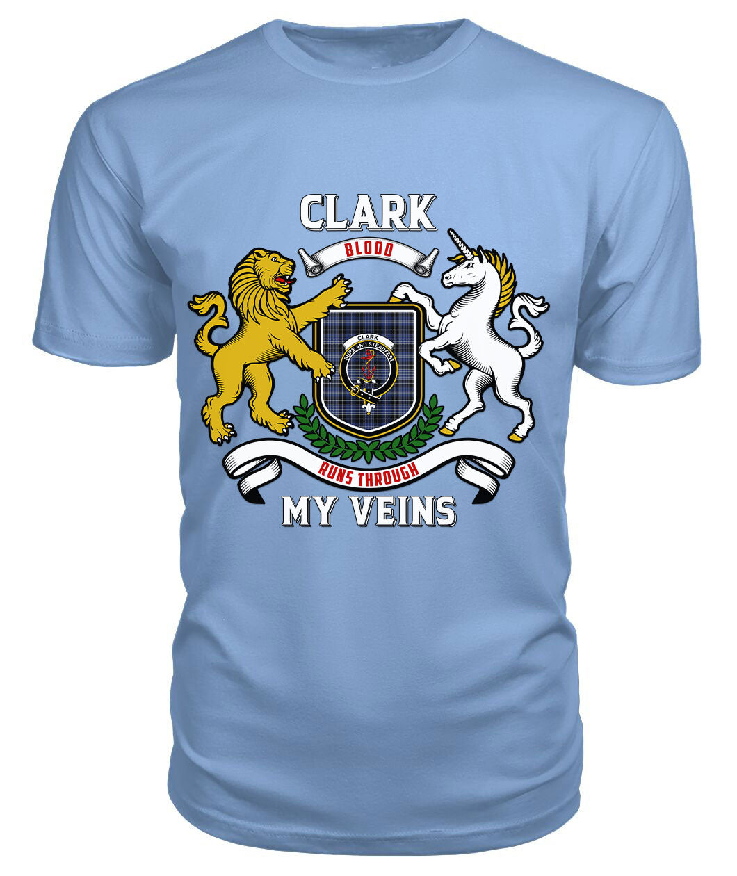 Clark Modern Tartan Crest 2D T-shirt - Blood Runs Through My Veins Style