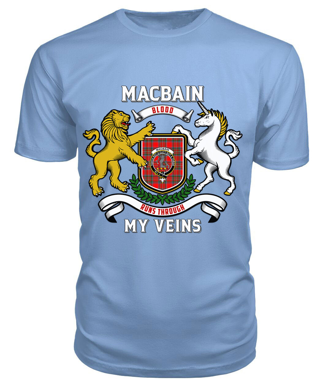 MacBain Tartan Crest 2D T-shirt - Blood Runs Through My Veins Style