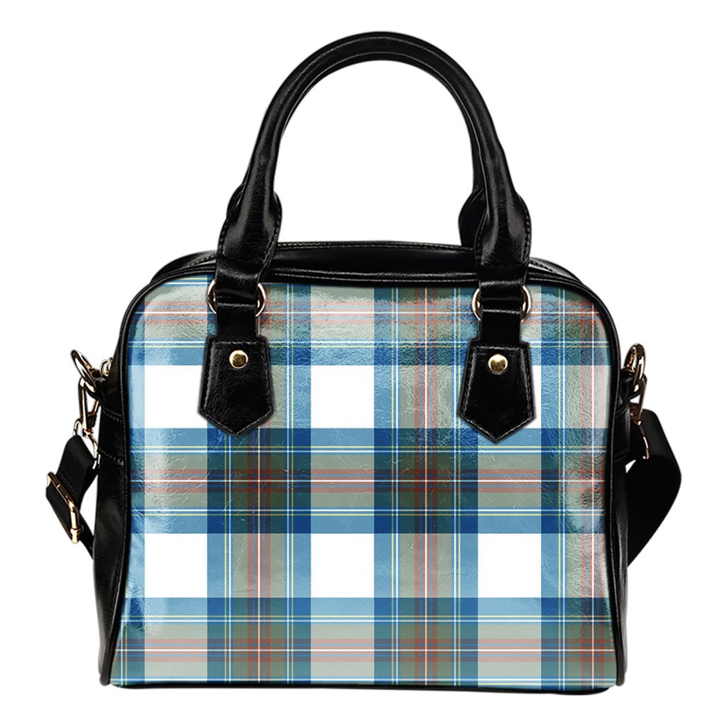 Stewart Muted Blue Tartan Shoulder Handbags