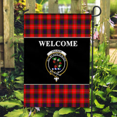 Fraser Tartan Crest Black Garden Flag