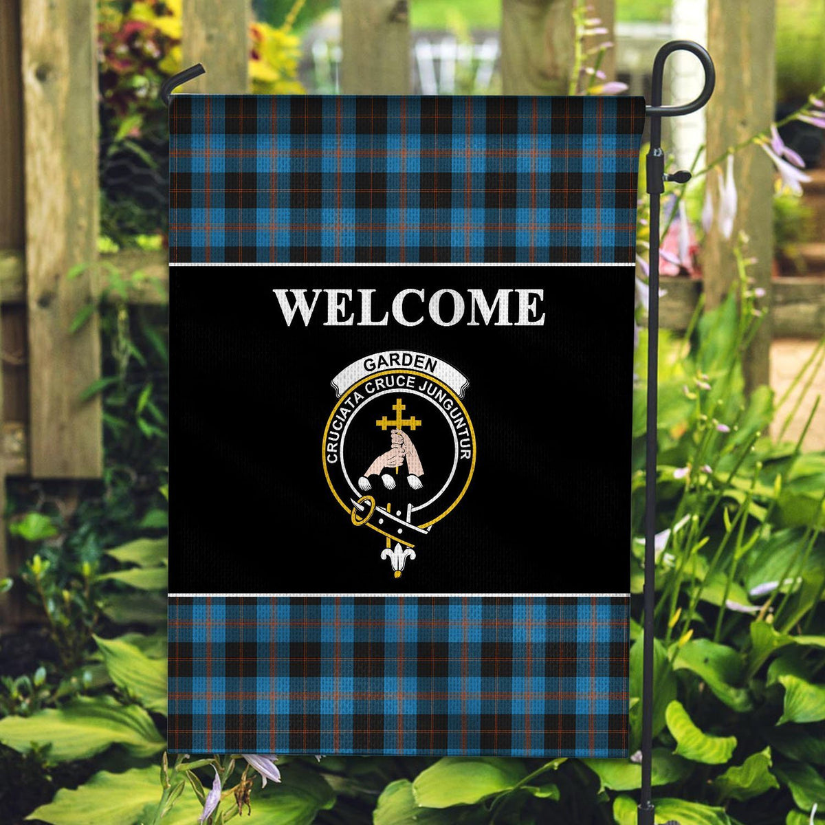 Garden Tartan Crest Black Garden Flag