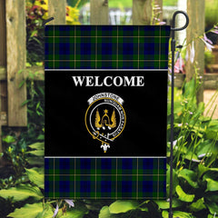 Johnstone Tartan Crest Black Garden Flag