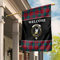 Lindsay Tartan Crest Black Garden Flag