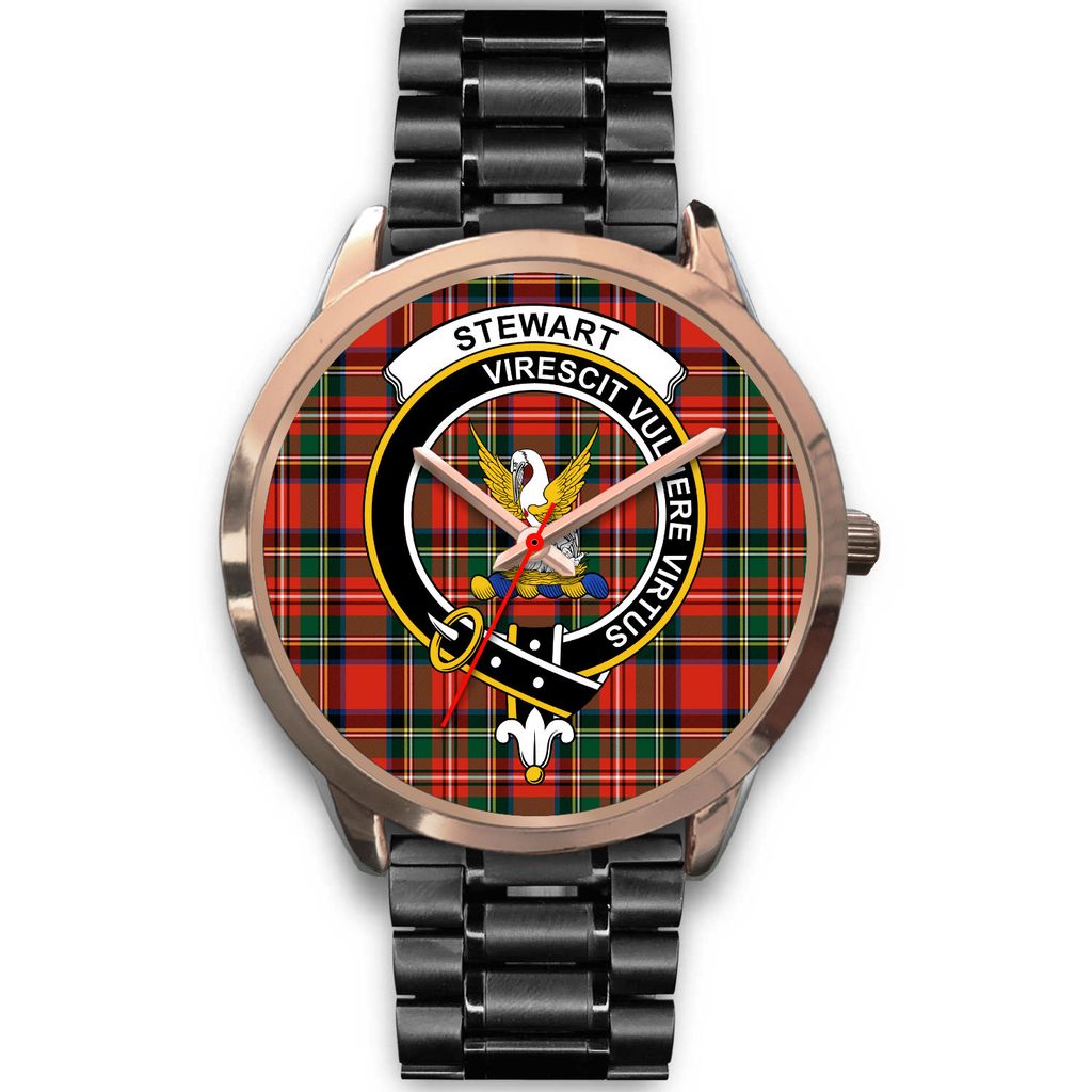 Stewart Family Tartan Crest Rose Gold Watch