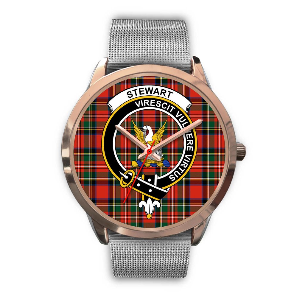 Stewart Family Tartan Crest Rose Gold Watch