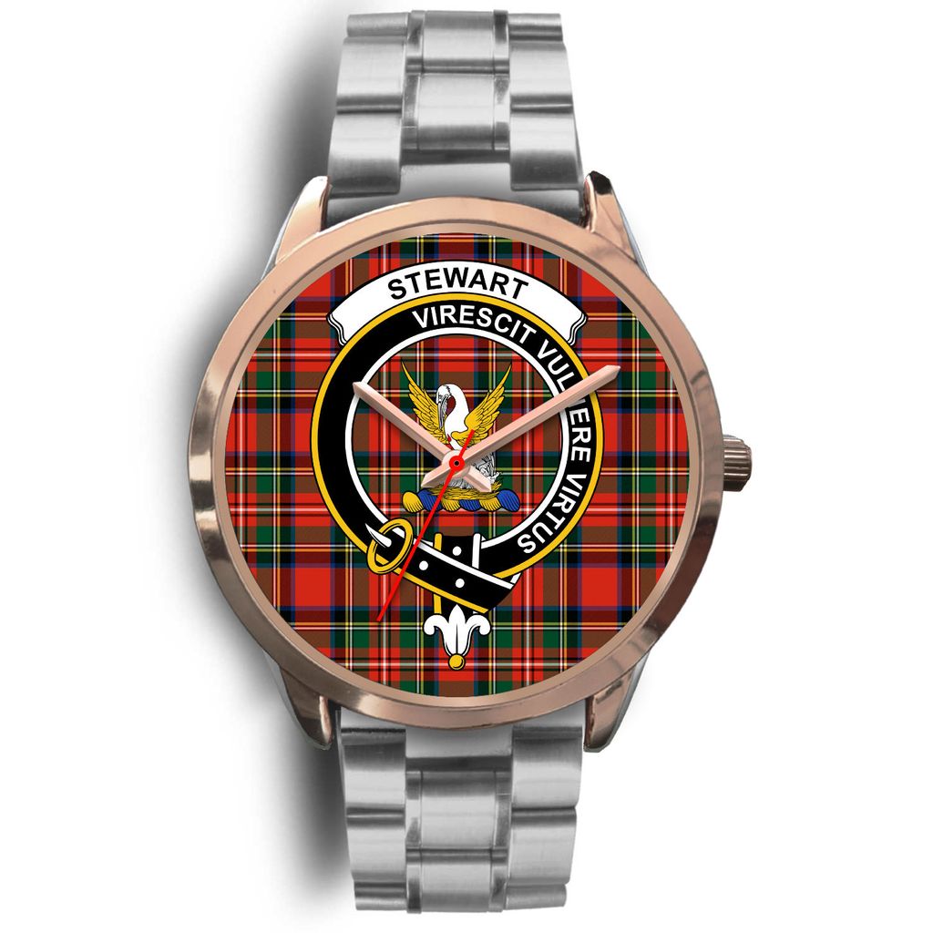 Stewart Family Tartan Crest Rose Gold Watch