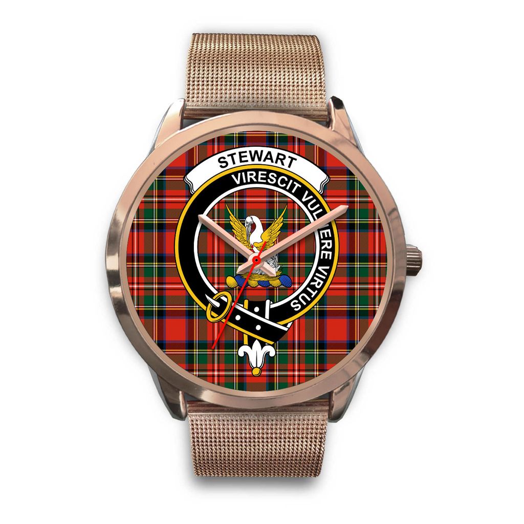 Stewart Family Tartan Crest Rose Gold Watch