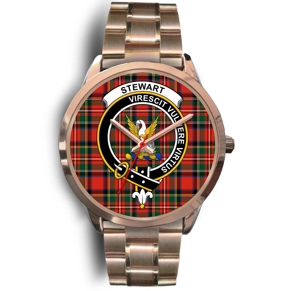 Stewart Family Tartan Crest Rose Gold Watch