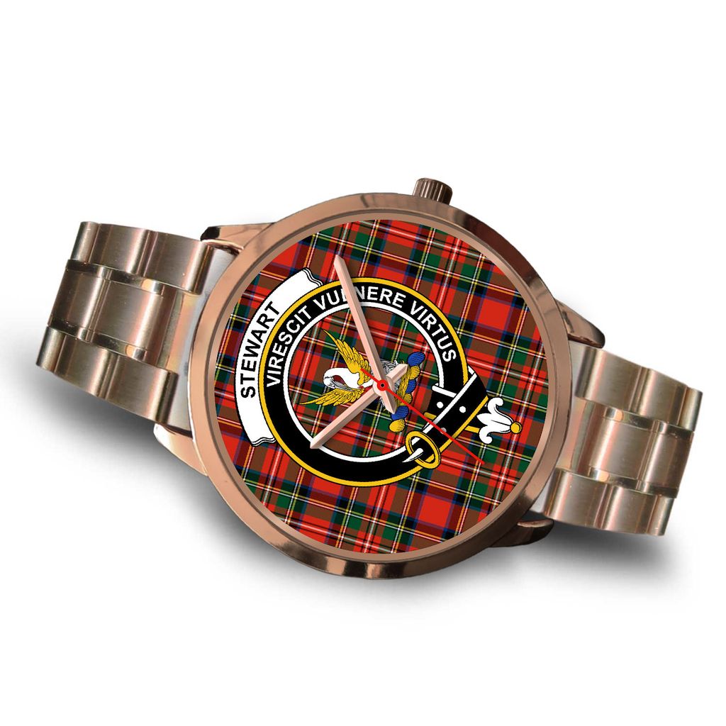 Stewart Family Tartan Crest Rose Gold Watch